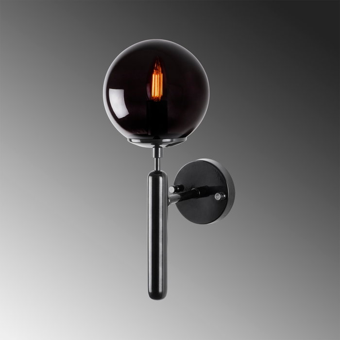 Opviq King - 11456 Lámpara de pared de metal negro con tapa de cristal Opviq King - 11456 Lámpara de pared de metal negro con tapa de cristal